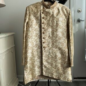 Men's Nehru Jacket Sz 42, Gold Brocade, pre-worn